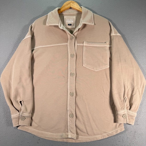 American Eagle Outfitters Tops - American Eagle Lived In Button Up Top Womens Medium‎ Beige Oversized Overshirt